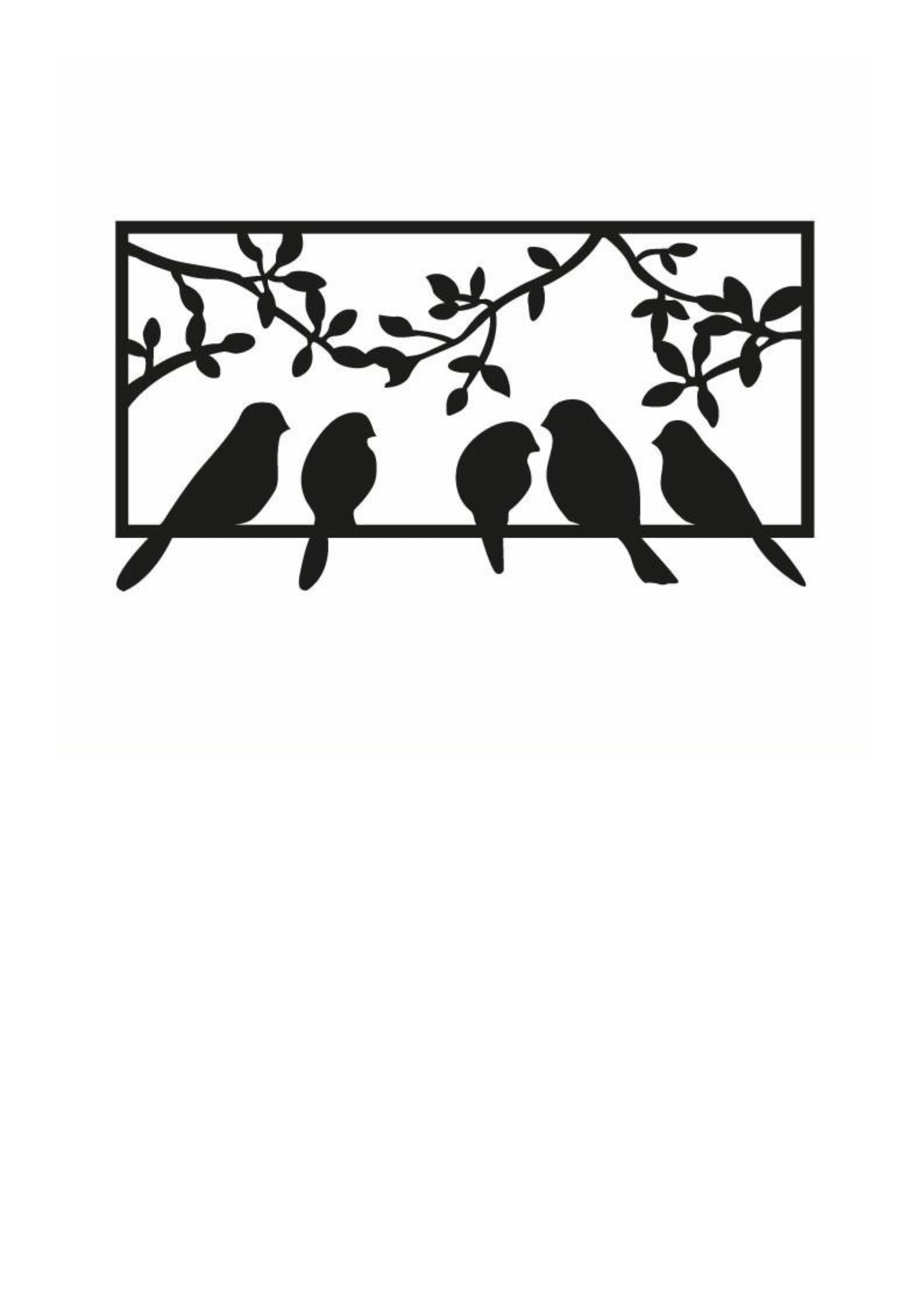 Birds on a Branch Wall Art – Nature Silhouette Metal-Inspired Design