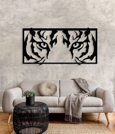 Tiger Gaze – Laser-Cut Metal Wall Art Featuring Intense Eyes of the Wild