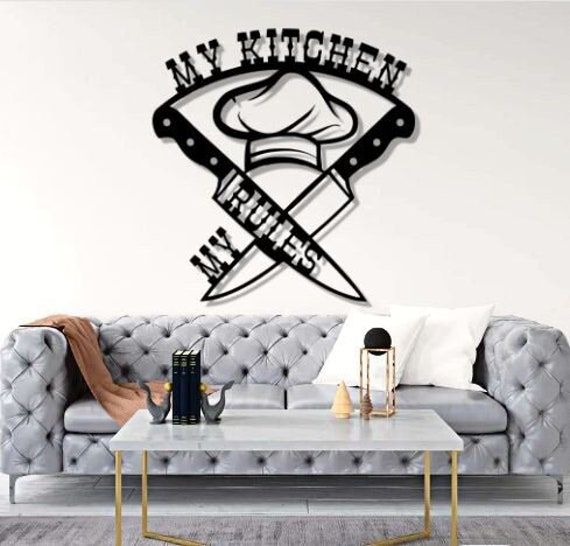 "My Kitchen My Rules" Wall Art – Bold Chef-Inspired Kitchen Décor