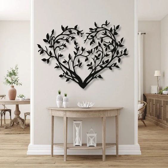 Heart-Shaped Tree Branch Metal Wall Art – Nature-Inspired Modern Wall Décor